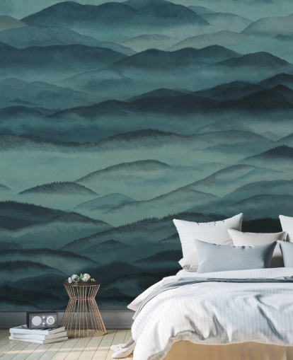 dark green customizable abstract landscape mural called Roerich Hills from Sir Edward dark green customizable abstract landscape mural called Roerich Hills from Sir Edward