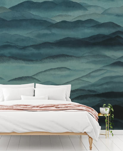 murale paesaggistico astratto personalizzabile verde scuro chiamato Roerich Hills di Sir Edward murale paesaggistico astratto personalizzabile verde scuro chiamato Roerich Hills di Sir Edward