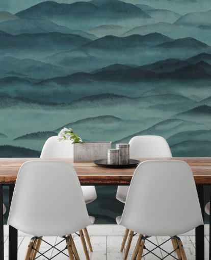 dark green customisable abstract landscape mural called Roerich Hills from Sir Edward dark green customisable abstract landscape mural called Roerich Hills from Sir Edward