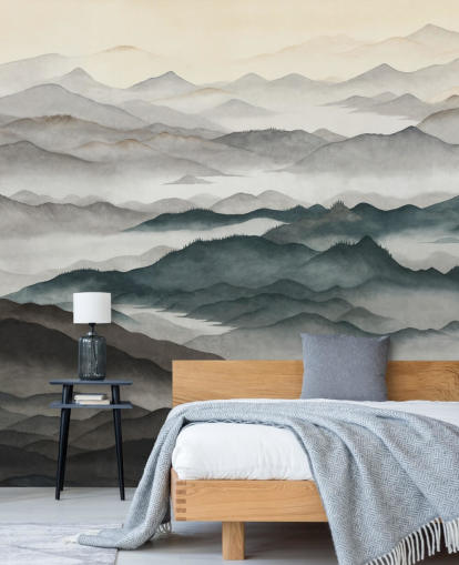 murale di montagna astratto personalizzabile chiaro e scuro chiamato Roerich Light murale di montagna astratto personalizzabile chiaro e scuro chiamato Roerich Light
