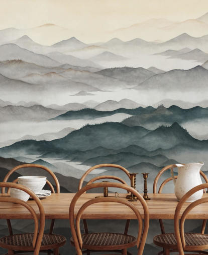 light and dark customizable abstract mountain mural called Roerich Light light and dark customizable abstract mountain mural called Roerich Light