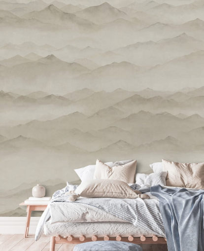 mural de paisagem neutra personalizável chamado Roerich Peaks de Sir Edward mural de paisagem neutra personalizável chamado Roerich Peaks de Sir Edward