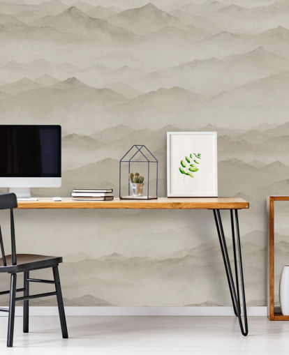 customisable neutral landscape mural called Roerich Peaks from Sir Edward customisable neutral landscape mural called Roerich Peaks from Sir Edward