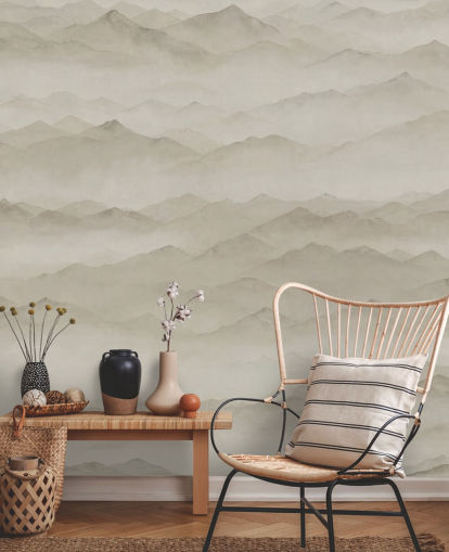 customisable neutral landscape mural called Roerich Peaks from Sir Edward customisable neutral landscape mural called Roerich Peaks from Sir Edward
