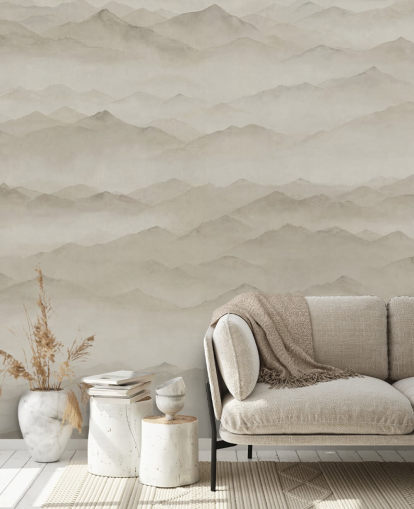 customisable neutral landscape mural called Roerich Peaks from Sir Edward customisable neutral landscape mural called Roerich Peaks from Sir Edward