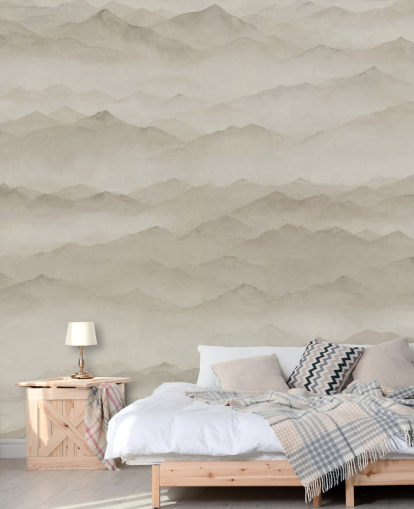 customisable neutral landscape mural called Roerich Peaks from Sir Edward customisable neutral landscape mural called Roerich Peaks from Sir Edward