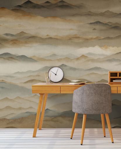 mural abstracto personalizado llamado Roerich Twilight de Sir Edward para dormitorios y oficinas en casa