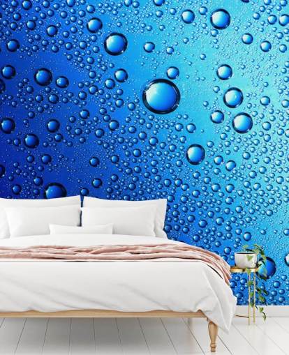 Blue Rain Drops Wall Mural
