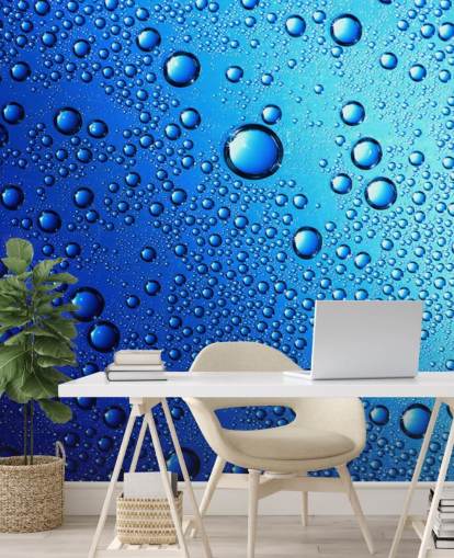 Blue Rain Drops Wall Mural