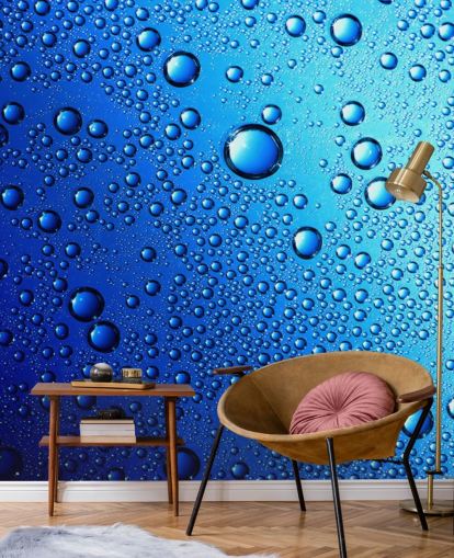 Blue Rain Drops Wall Mural