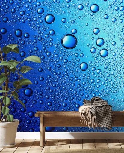 Blue Rain Drops Wall Mural Blue Rain Drops Wall Mural