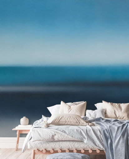 anpassad blå minimalistisk väggmålning som heter Rotko Veil av Sir Edward anpassad blå minimalistisk väggmålning som heter Rotko Veil av Sir Edward