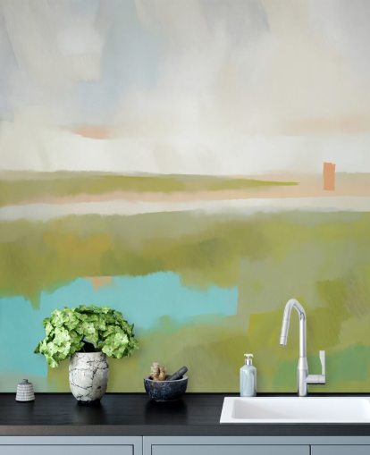 mural de paisagem abstrata personalizável chamado Velvet Dawn para quartos e salas de estar mural de paisagem abstrata personalizável chamado Velvet Dawn para quartos e salas de estar