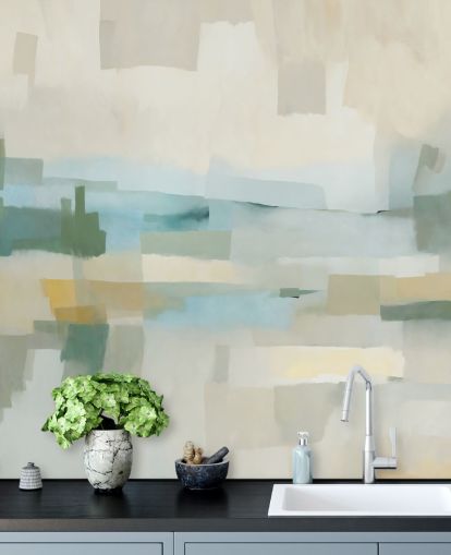 custom neutral abstract mural called Velvet Dusk from Sir Edward for bedrooms and living rooms