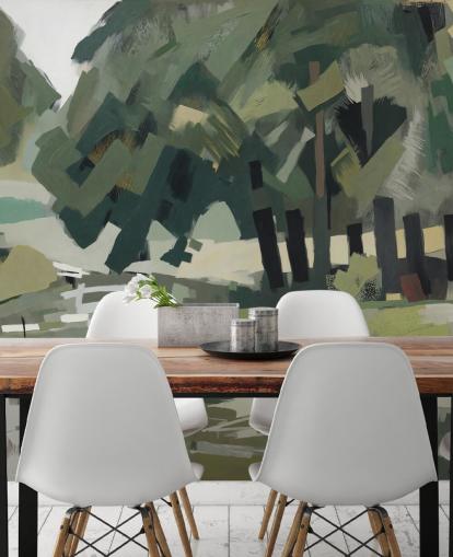 customisable green abstract forest mural called Velvet Forest from Sir Edward for bedrooms and living rooms customisable green abstract forest mural called Velvet Forest from Sir Edward for bedrooms and living rooms