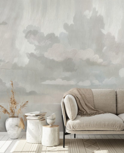 murale grigio con nuvole astratte chiamato Velvet Smoke di Sir Edward per uffici domestici murale grigio con nuvole astratte chiamato Velvet Smoke di Sir Edward per uffici domestici