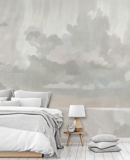 grey abstract cloud mural called Velvet Smoke from Sir Edward for home offices