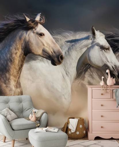 Cavalos cinza, branco e preto correndo papel de parede Cavalos cinza, branco e preto correndo papel de parede