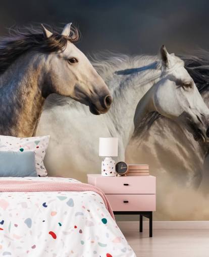 Grey, White and Black Horses Running Wallpaper Grey, White and Black Horses Running Wallpaper