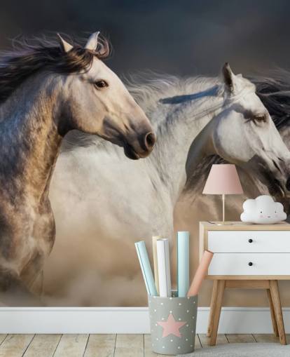 Cavalos cinza, branco e preto correndo papel de parede Cavalos cinza, branco e preto correndo papel de parede