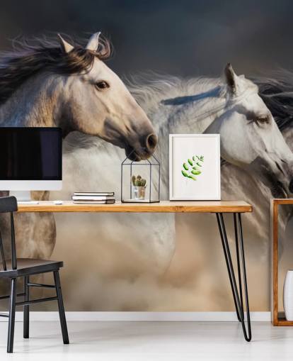 Papier Peint Chevaux Gris, Blancs et Noirs Papier Peint Chevaux Gris, Blancs et Noirs