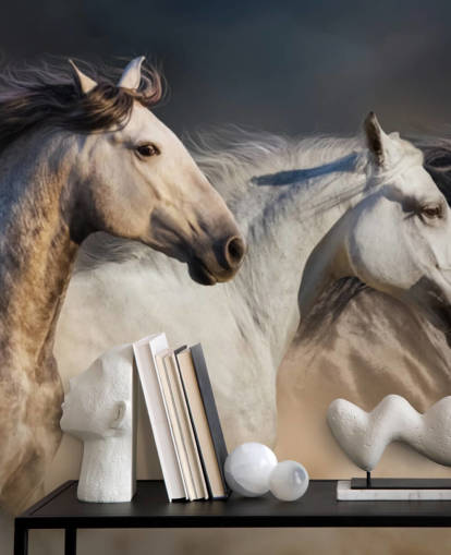 Grey, White and Black Horses Running Wallpaper Grey, White and Black Horses Running Wallpaper