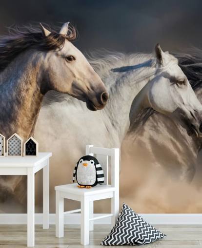 Cavalos cinza, branco e preto correndo papel de parede Cavalos cinza, branco e preto correndo papel de parede