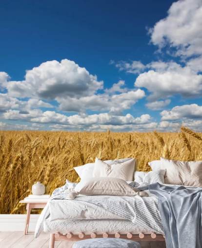 Mural de pared Campo de trigo con cielo azul