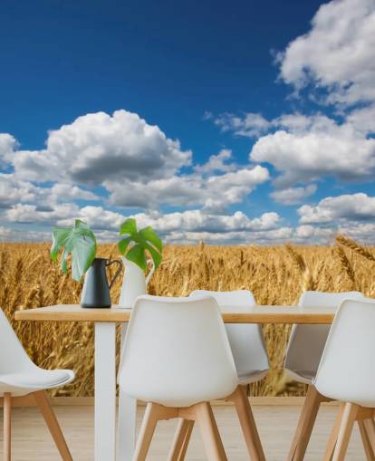 Decorazione murale con campo di grano e cielo blu