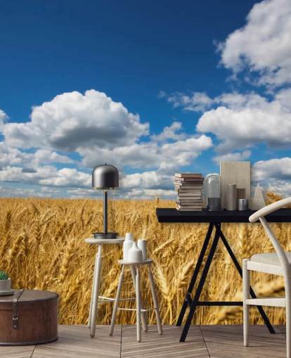 Mural de pared Campo de trigo con cielo azul