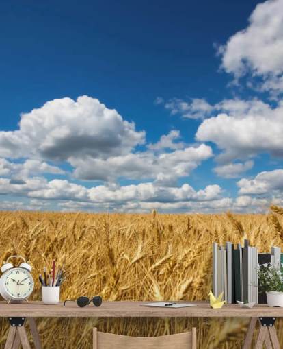 Decorazione murale con campo di grano e cielo blu