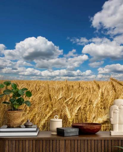 Wheat Field with Blue Sky Wall Mural Wheat Field with Blue Sky Wall Mural