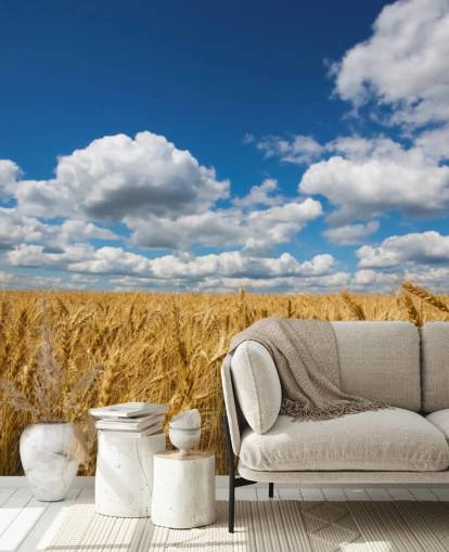 Mural de pared Campo de trigo con cielo azul Mural de pared Campo de trigo con cielo azul