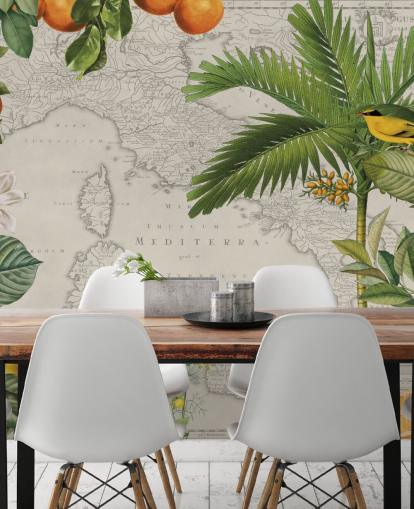 customisable mediterranean map mural called Bella Italia from Andrea Haase