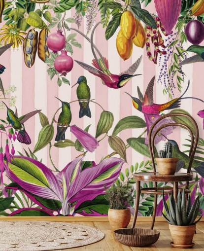 pink and green customisable hummingbird mural from Andrea Haase pink and green customisable hummingbird mural from Andrea Haase