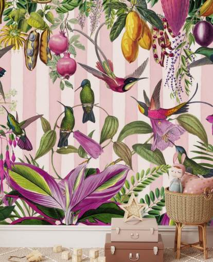 pink and green customizable hummingbird mural from Andrea Haase pink and green customizable hummingbird mural from Andrea Haase