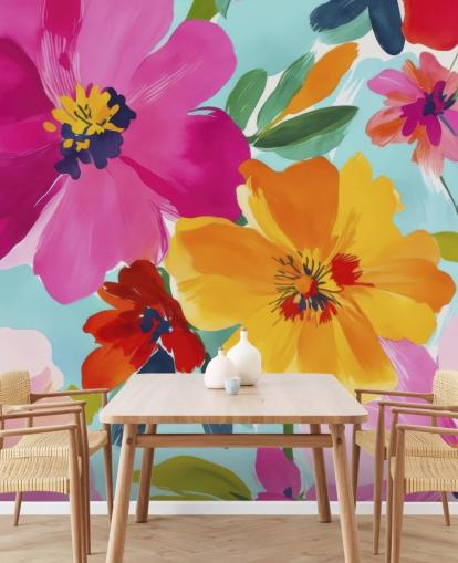 colourful and customisable floral mural called Morning in Bloom by Andrea Haase colourful and customisable floral mural called Morning in Bloom by Andrea Haase