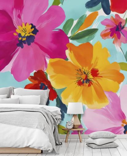 colourful and customisable floral mural called Morning in Bloom by Andrea Haase colourful and customisable floral mural called Morning in Bloom by Andrea Haase