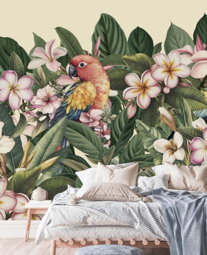 colourful exotic parrot mural from Andrea Haase called Parrots in the Garden of Paradise colourful exotic parrot mural from Andrea Haase called Parrots in the Garden of Paradise
