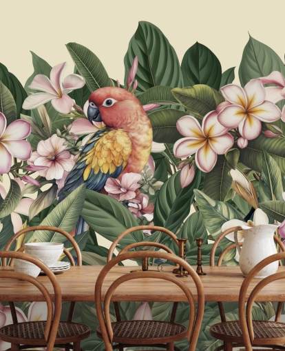 colourful exotic parrot mural from Andrea Haase called Parrots in the Garden of Paradise colourful exotic parrot mural from Andrea Haase called Parrots in the Garden of Paradise