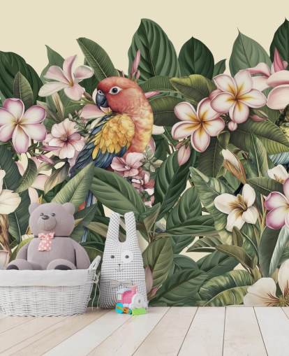 colorful exotic parrot mural from Andrea Haase called Parrots in the Garden of Paradise colorful exotic parrot mural from Andrea Haase called Parrots in the Garden of Paradise
