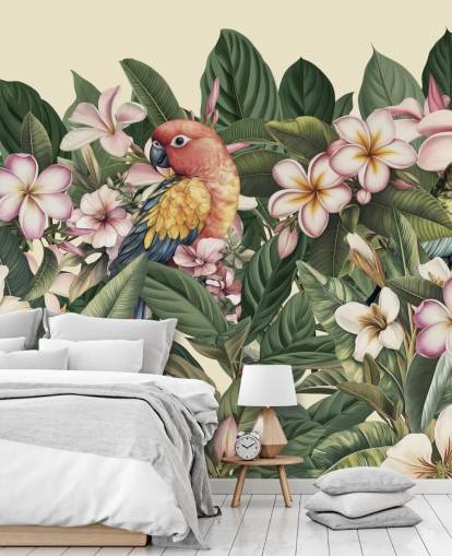 colourful exotic parrot mural from Andrea Haase called Parrots in the Garden of Paradise colourful exotic parrot mural from Andrea Haase called Parrots in the Garden of Paradise
