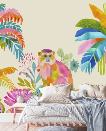 colourful monkey mural called The Exotic Monkey Escape from Andrea Haase colourful monkey mural called The Exotic Monkey Escape from Andrea Haase