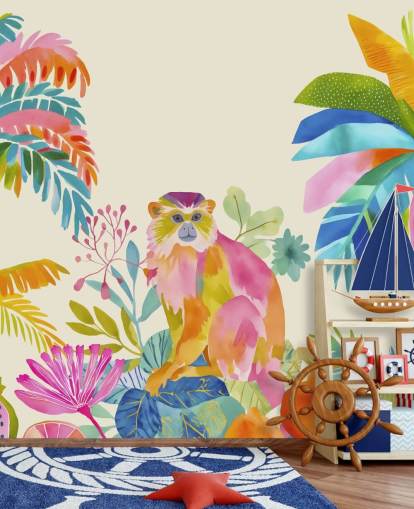 colourful monkey mural called The Exotic Monkey Escape from Andrea Haase colourful monkey mural called The Exotic Monkey Escape from Andrea Haase