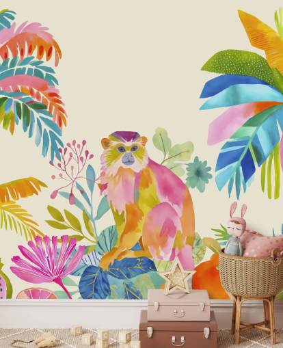 colourful monkey mural called The Exotic Monkey Escape from Andrea Haase colourful monkey mural called The Exotic Monkey Escape from Andrea Haase