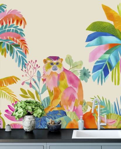 colourful monkey mural called The Exotic Monkey Escape from Andrea Haase colourful monkey mural called The Exotic Monkey Escape from Andrea Haase