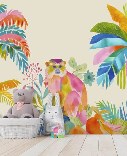 colourful monkey mural called The Exotic Monkey Escape from Andrea Haase colourful monkey mural called The Exotic Monkey Escape from Andrea Haase