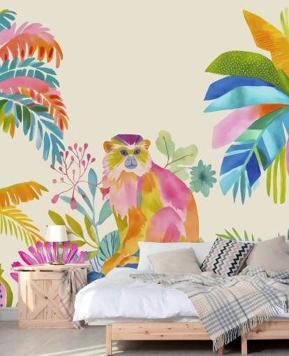 colourful monkey mural called The Exotic Monkey Escape from Andrea Haase colourful monkey mural called The Exotic Monkey Escape from Andrea Haase