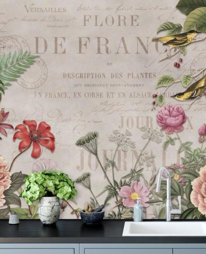 mural floral francés vintage llamado Flores de Versalles de Andrea Haase mural floral francés vintage llamado Flores de Versalles de Andrea Haase
