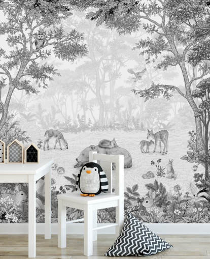 customisable children's bear wall mural called Sleepy Bear - Black